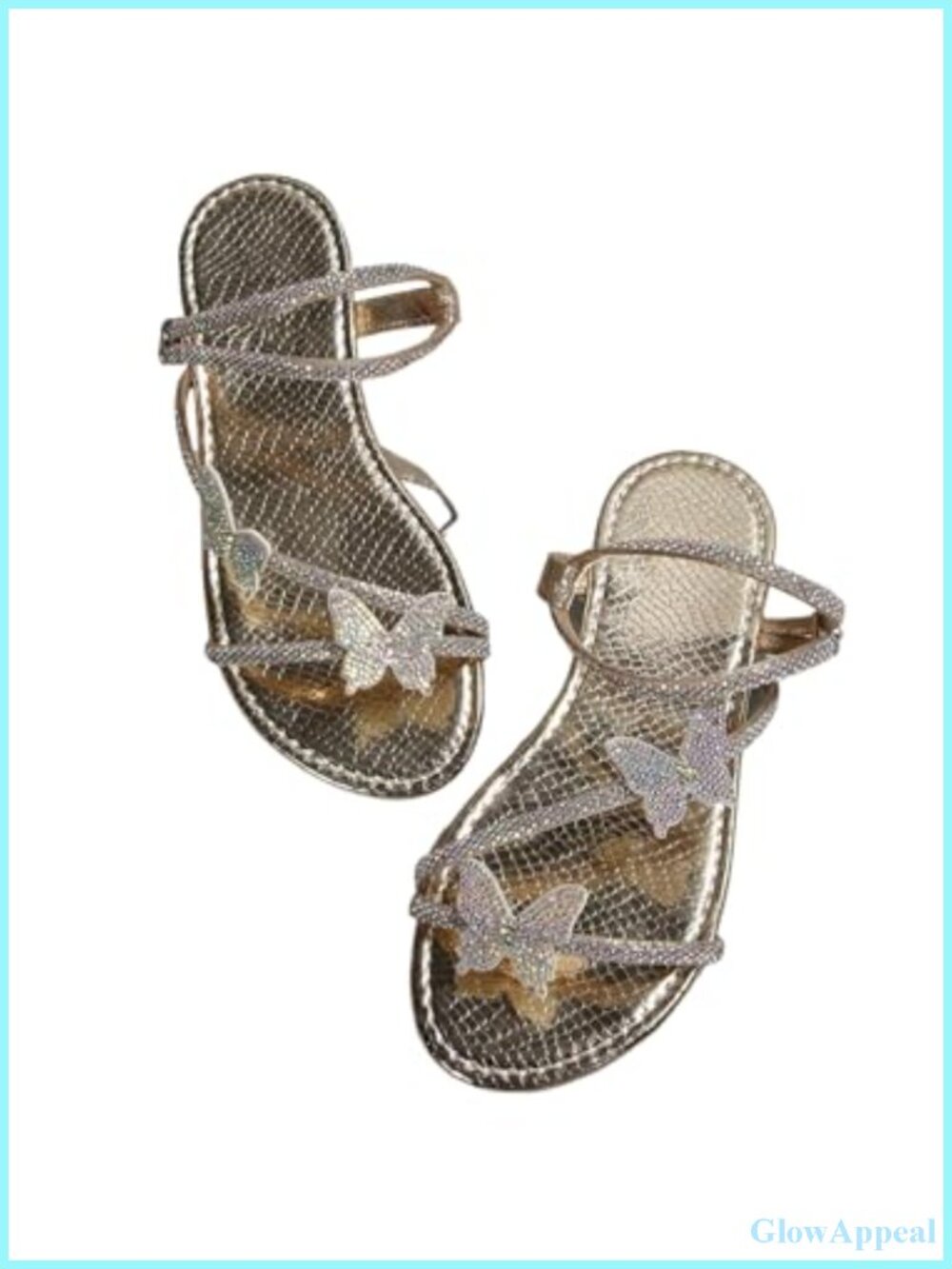 Rhinestone Butterfly Slide Sandals Open Toe Flat Summer Beach Sli